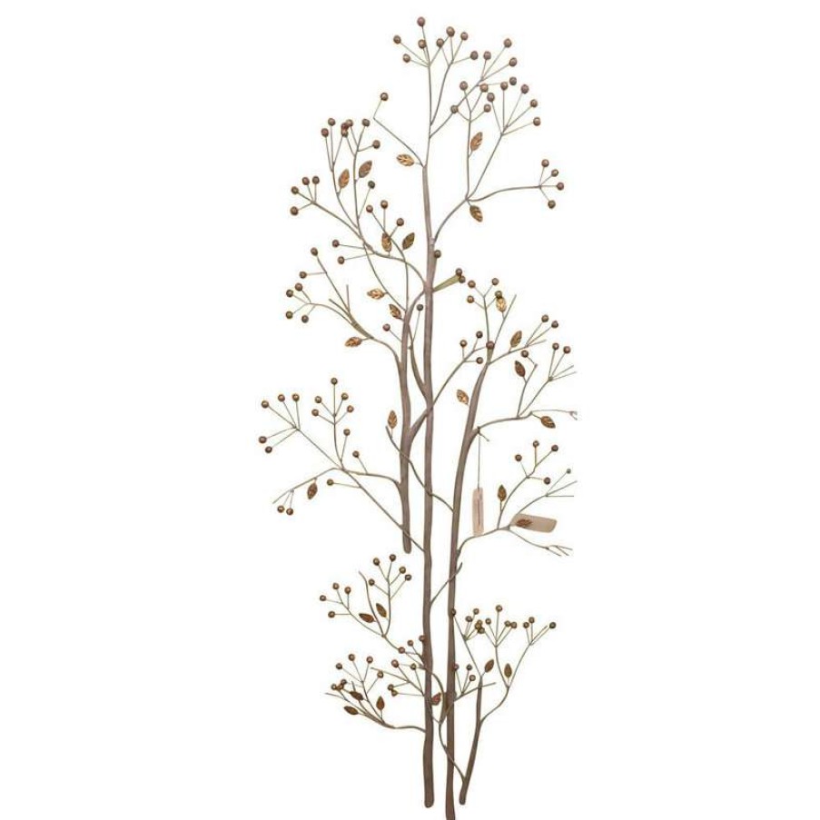 Wall Decor * | Top 10 Dr. Livingstone I Presume Contemporary Flower Branch Wall Art, Modern Silver Metal