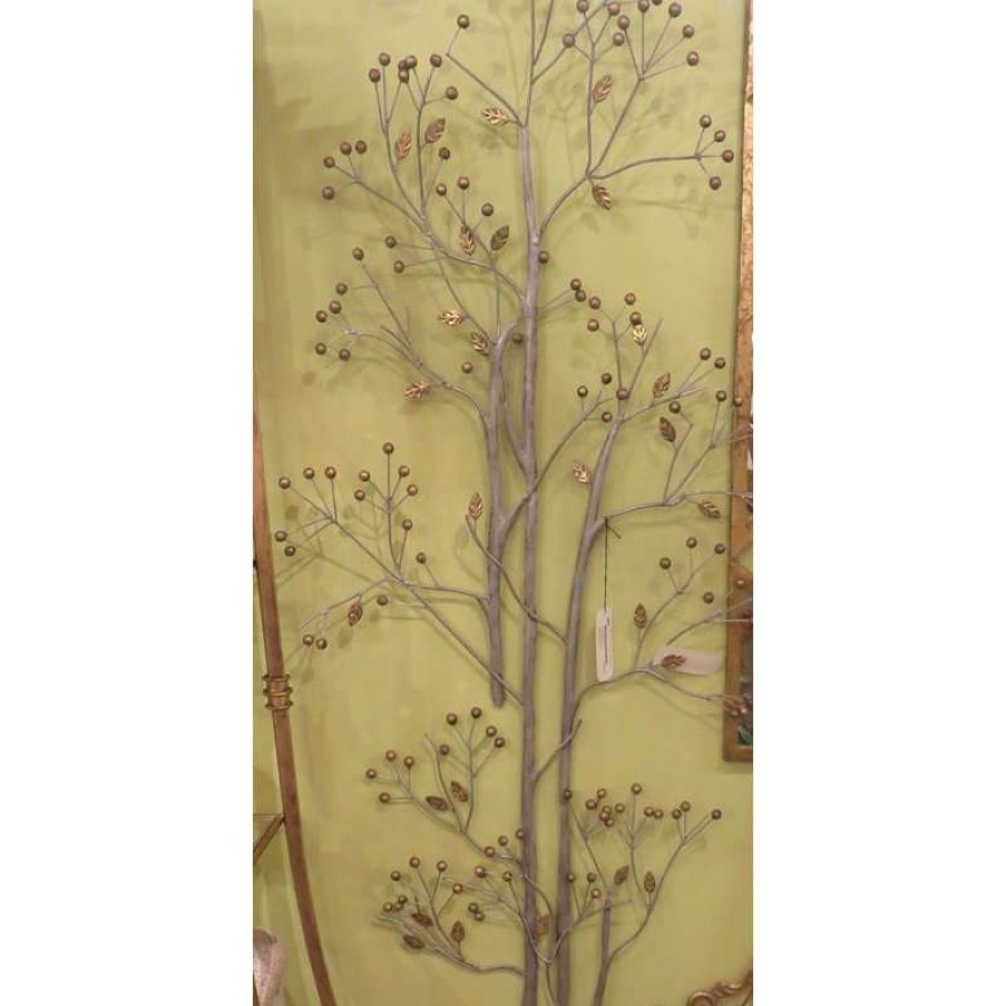 Wall Decor * | Top 10 Dr. Livingstone I Presume Contemporary Flower Branch Wall Art, Modern Silver Metal