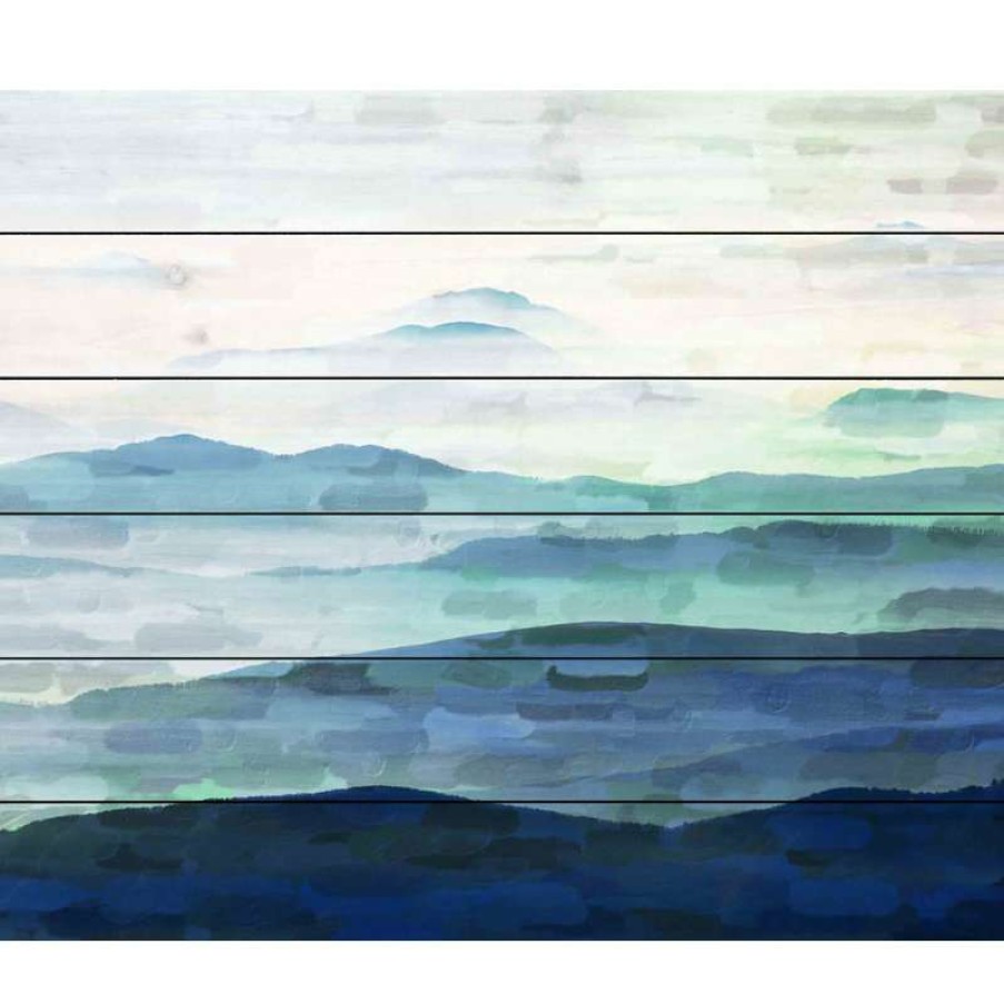 Wall Decor * | Discount Parvez Taj "Mountain Tops" Uv Ink Print On White Wood, 45 X30