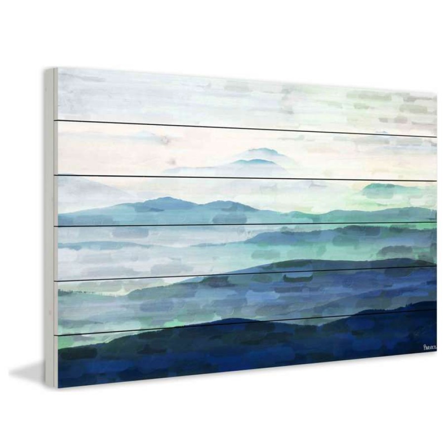 Wall Decor * | Discount Parvez Taj "Mountain Tops" Uv Ink Print On White Wood, 45 X30