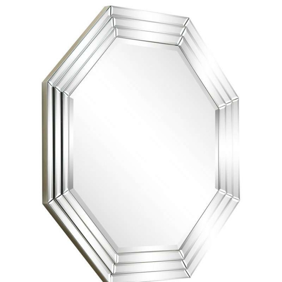 Mirrors * | Brand New Empire Art Direct Beveled Multi Faceted Octagons Wall Mirror, 1 Beveled Center, Wood Frame