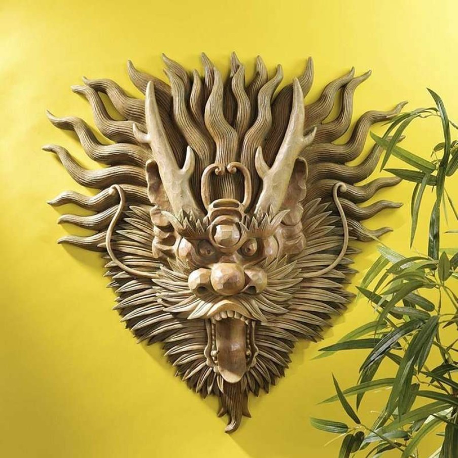 Wall Decor * | Brand New Design Toscano Tibetan Sculptural Dragon Wall Mask