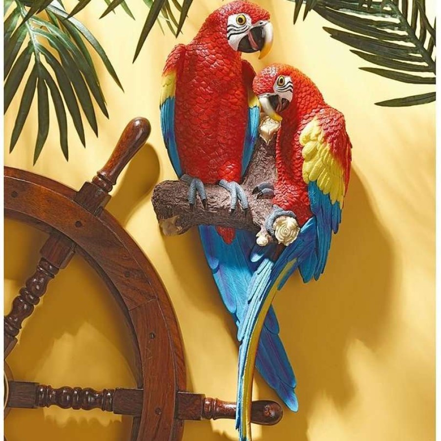 Wall Decor * | Deals Design Toscano Tropical Scarlet Macaws Wall Sculpture