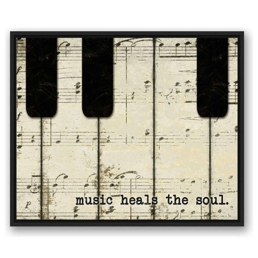 Wall Decor * | Deals Ddcg Piano Keys And Music Canvas Wall Art, 30 X24 , Framed