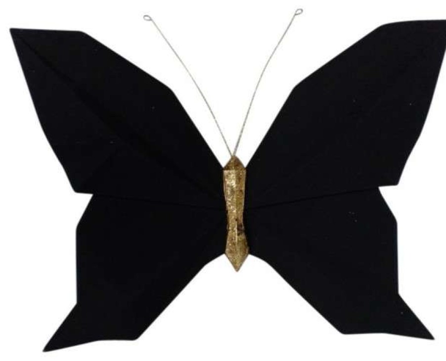 Wall Decor * | Outlet Sagebrook Home Resin 10 W Origami Butterfly Wall Hanging, Black