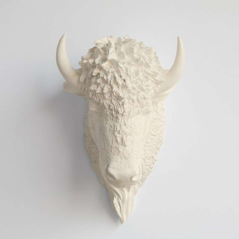 Wall Decor * | Wholesale Near And Deer Faux Taxidermy Bison Head Wall Mount, Ivory