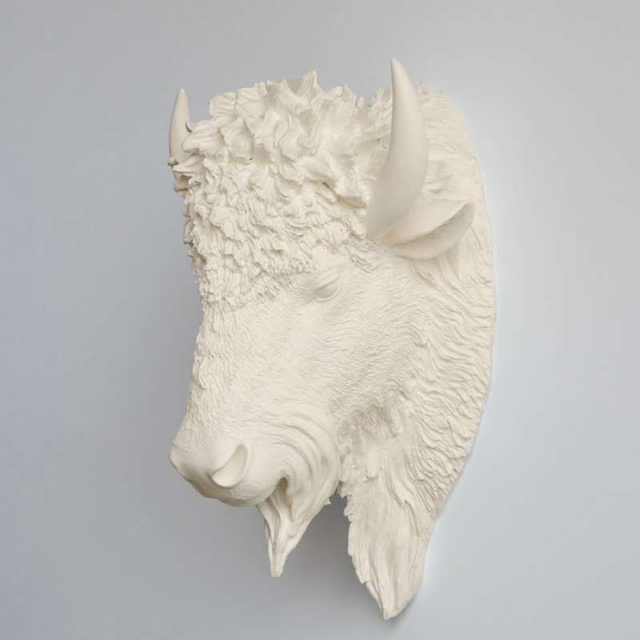 Wall Decor * | Wholesale Near And Deer Faux Taxidermy Bison Head Wall Mount, Ivory