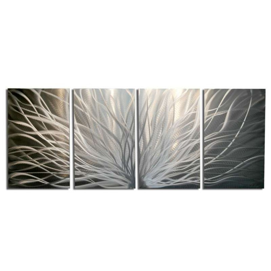 Wall Decor * | Outlet Miles Shay Metal Art "Radiance Silver" Metal Wall Art By Miles Shay, 4-Piece Set