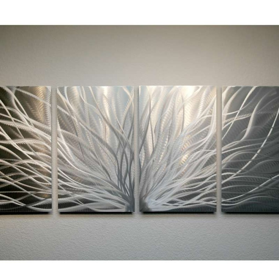 Wall Decor * | Outlet Miles Shay Metal Art "Radiance Silver" Metal Wall Art By Miles Shay, 4-Piece Set