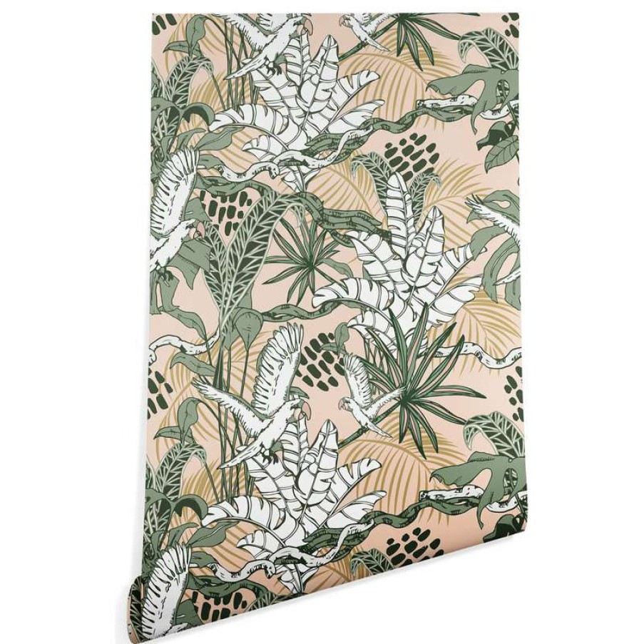 Wall Decor * | Deals Deny Designs Marta Barragan Camarasa Jungle Drawing Wallpaper, Green, 2'X4