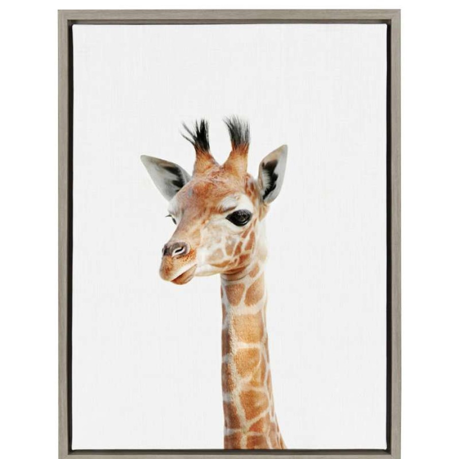 Wall Decor * | Coupon Uniek Sylvie Baby Giraffe Animal Print Framed Canvas Art By Amy Peterson, 18 24