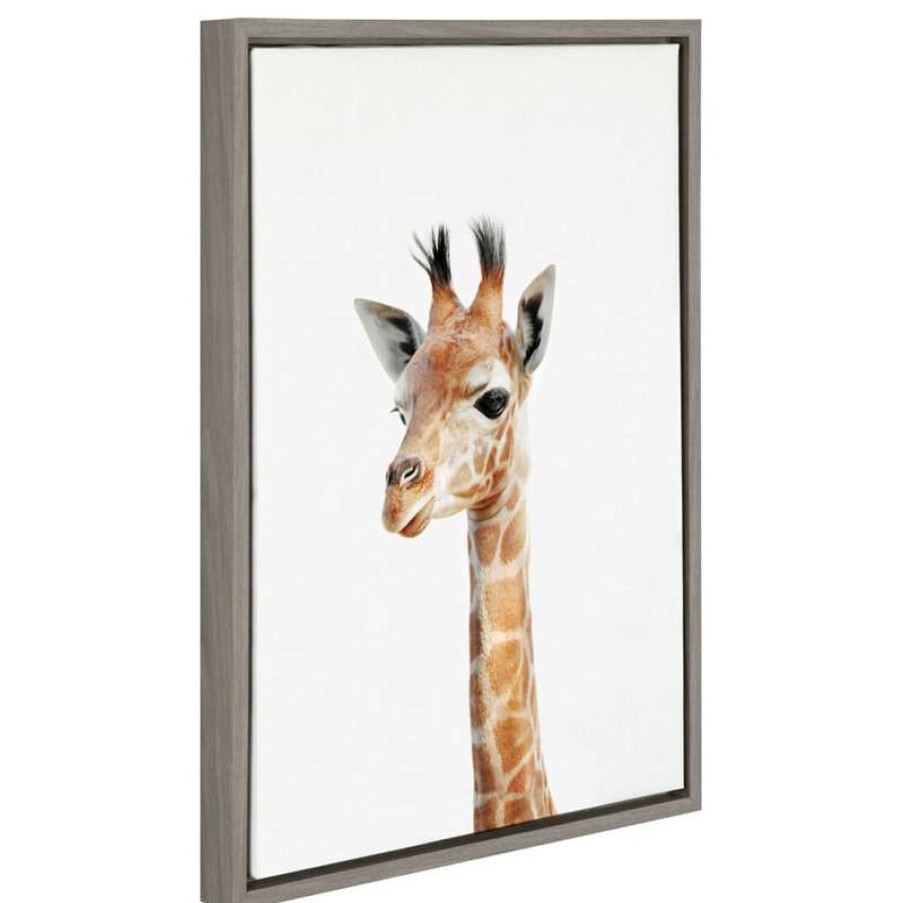 Wall Decor * | Coupon Uniek Sylvie Baby Giraffe Animal Print Framed Canvas Art By Amy Peterson, 18 24