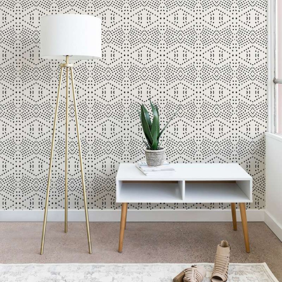 Wall Decor * | Best Reviews Of Deny Designs Holli Zollinger Boho Tile Wallpaper, Black, 2'X4