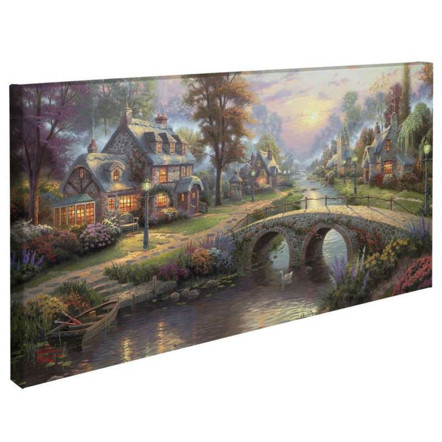 Wall Decor * | Flash Sale Thomas Kinkade Sunset On Lamplight Lane Gallery Wrapped Canvas, 16 X31