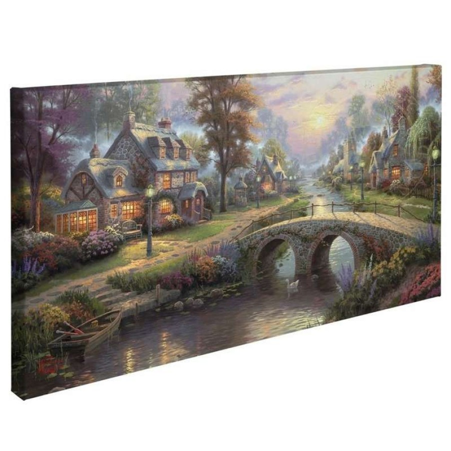 Wall Decor * | Flash Sale Thomas Kinkade Sunset On Lamplight Lane Gallery Wrapped Canvas, 16 X31