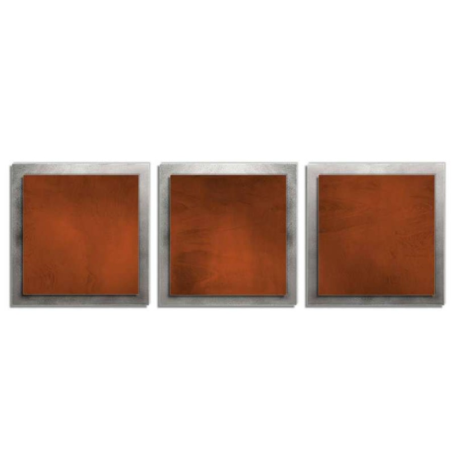 Wall Decor * | Best Sale Modern Crowd Rusty Essence, Modern Silver And Rust Colored Decor, Giclee On Metal