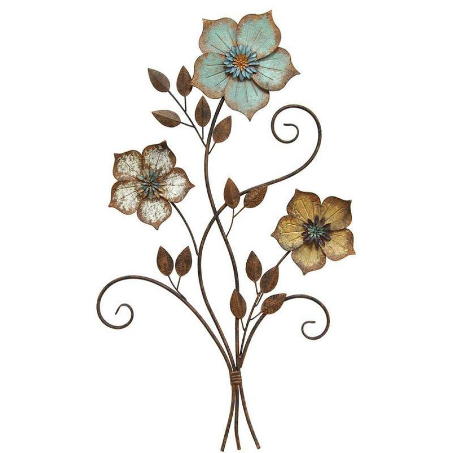 Wall Decor * | Outlet Stratton Home Decor Tricolor Flower Wall Decor