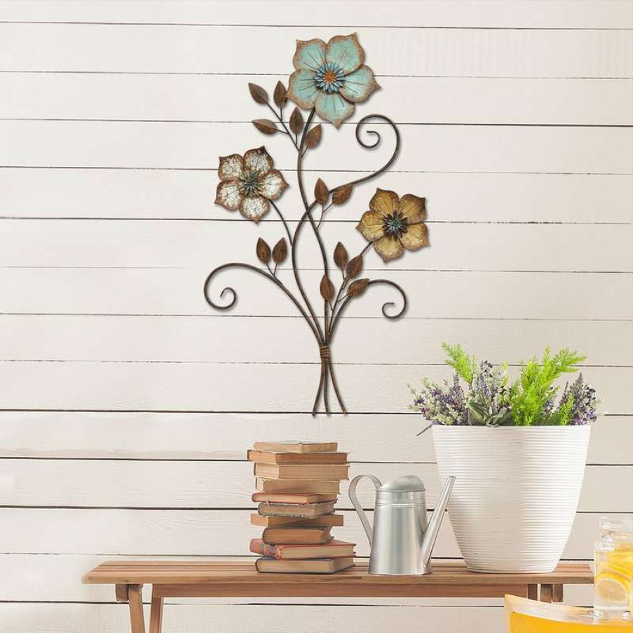 Wall Decor * | Outlet Stratton Home Decor Tricolor Flower Wall Decor