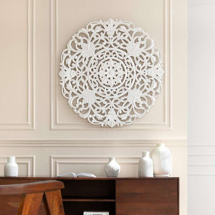 Wall Decor * | Flash Sale Madeleine Home Inc. Frasso White Wall Medallion, White