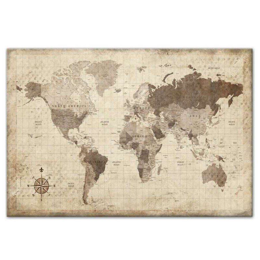 Wall Decor * | Buy Ddcg Distressed World Map Canvas Wall Art, 24 X36