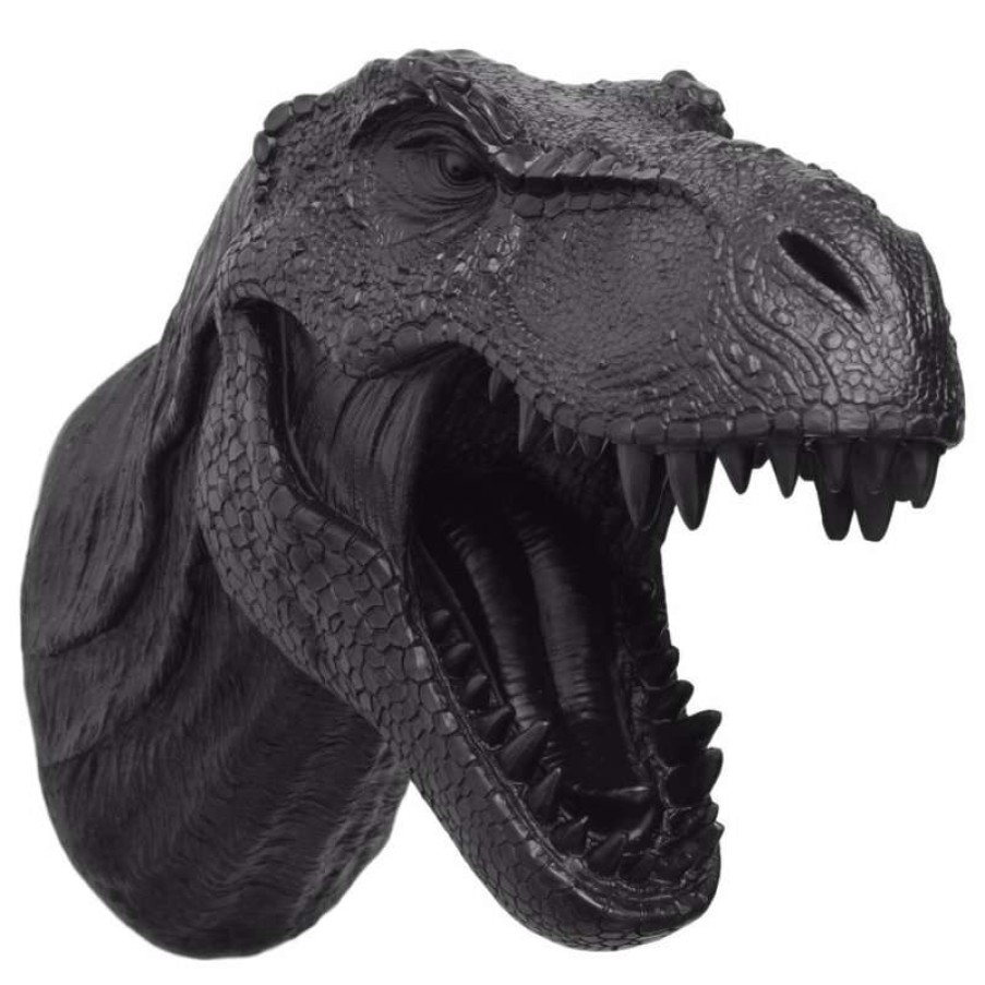 Wall Decor * | Coupon White Faux Taxidermy Faux Resin T-Rex Head Wall Mount, Black