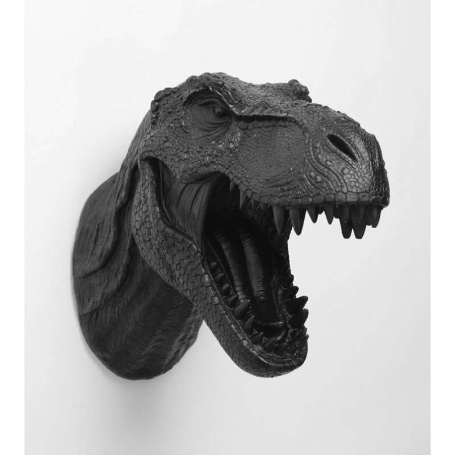 Wall Decor * | Coupon White Faux Taxidermy Faux Resin T-Rex Head Wall Mount, Black