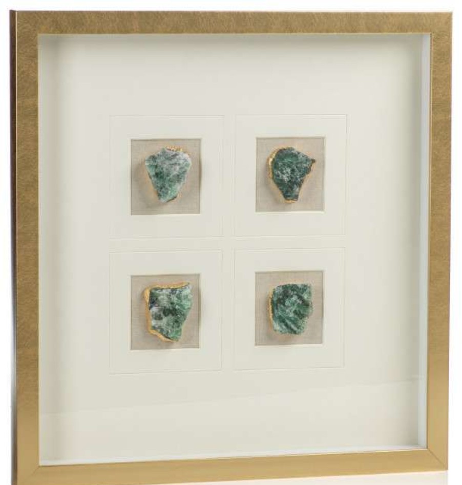 Wall Decor * | Deals Zodax Gold Framed Emerald Crystal Wall Decor