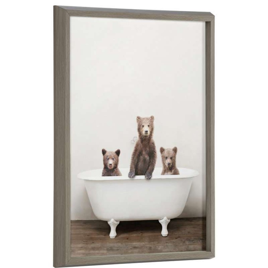 Wall Decor * | Promo Uniek Blake Three Little Bears Printed Glass By Amy Peterson Art Studio, Gray 18 24