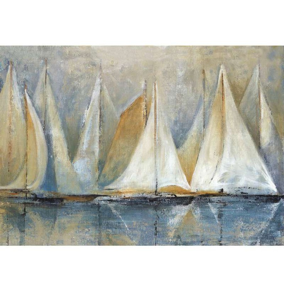 Wall Decor * | Best Reviews Of Ddcg "Sailboats On Water" Canvas Wall Art, 32 X48 , Unframed