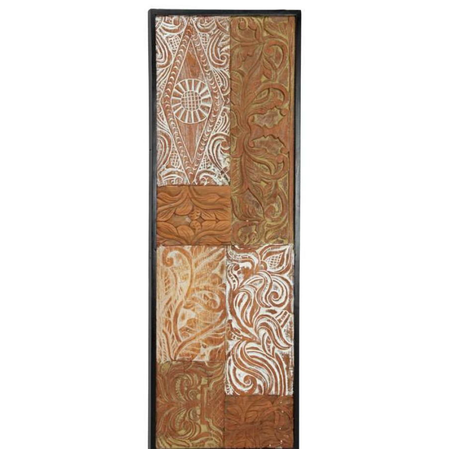 Wall Decor * | Best Reviews Of Brimfield & May Reclaimed Teak Wood Wall Art Panel With Embossed Patchwork Design