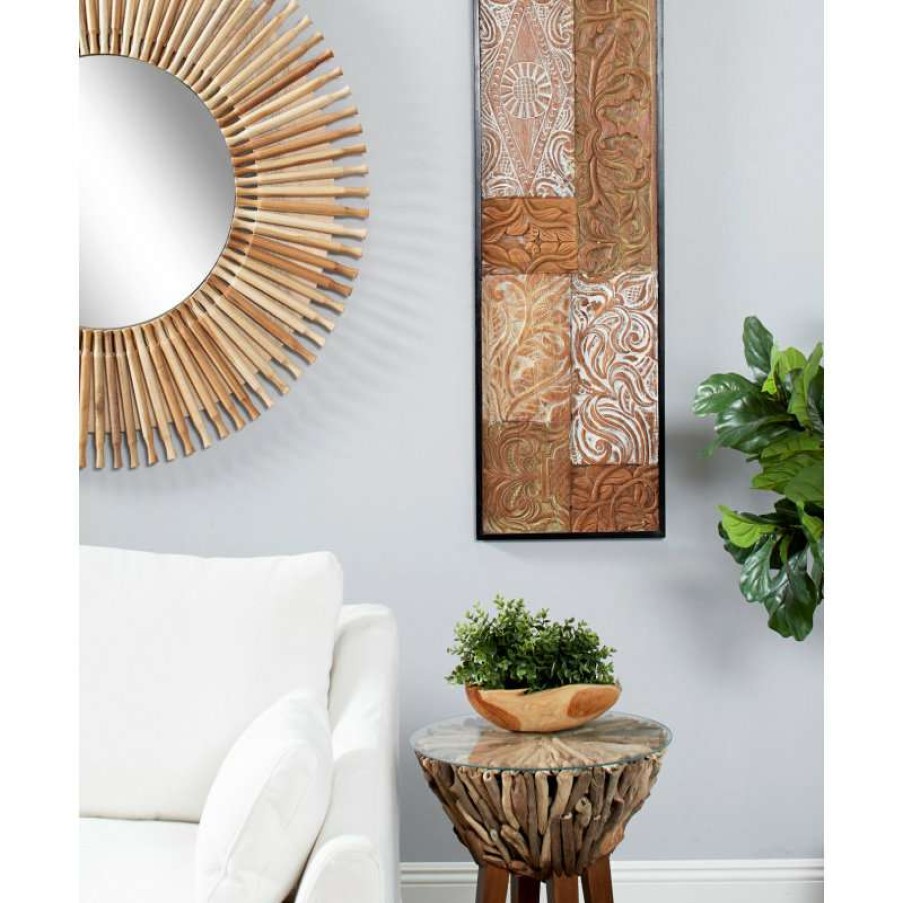 Wall Decor * | Best Reviews Of Brimfield & May Reclaimed Teak Wood Wall Art Panel With Embossed Patchwork Design