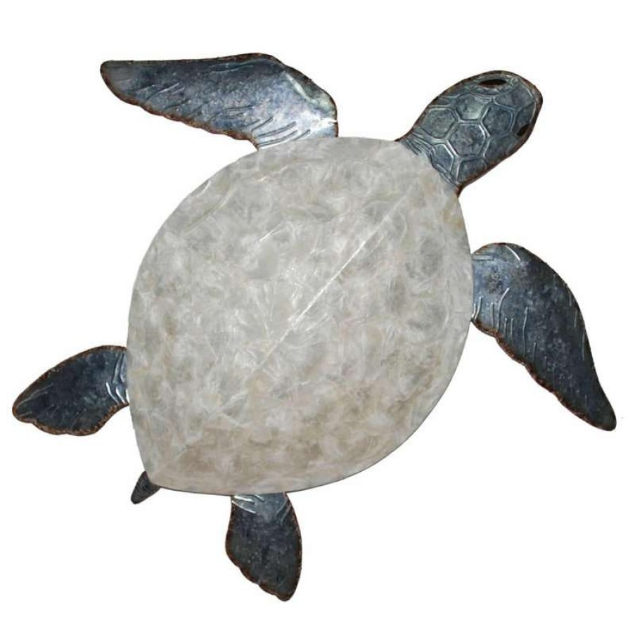 Wall Decor * | Hot Sale Eangee Sea Turtle Wall Decor Pewter With Pearl Shell