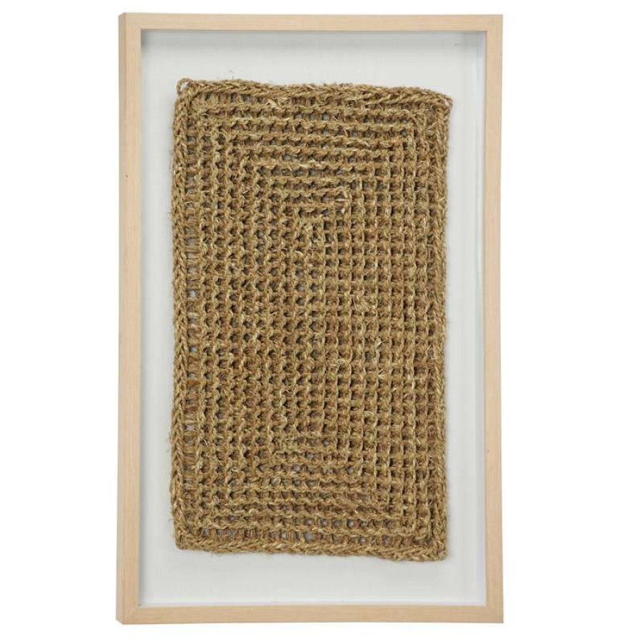 Wall Decor * | Flash Sale Brimfield & May Rectangular Shadow Box With Natural Beige Rope Abstract Wall Art