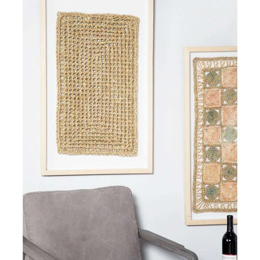 Wall Decor * | Flash Sale Brimfield & May Rectangular Shadow Box With Natural Beige Rope Abstract Wall Art