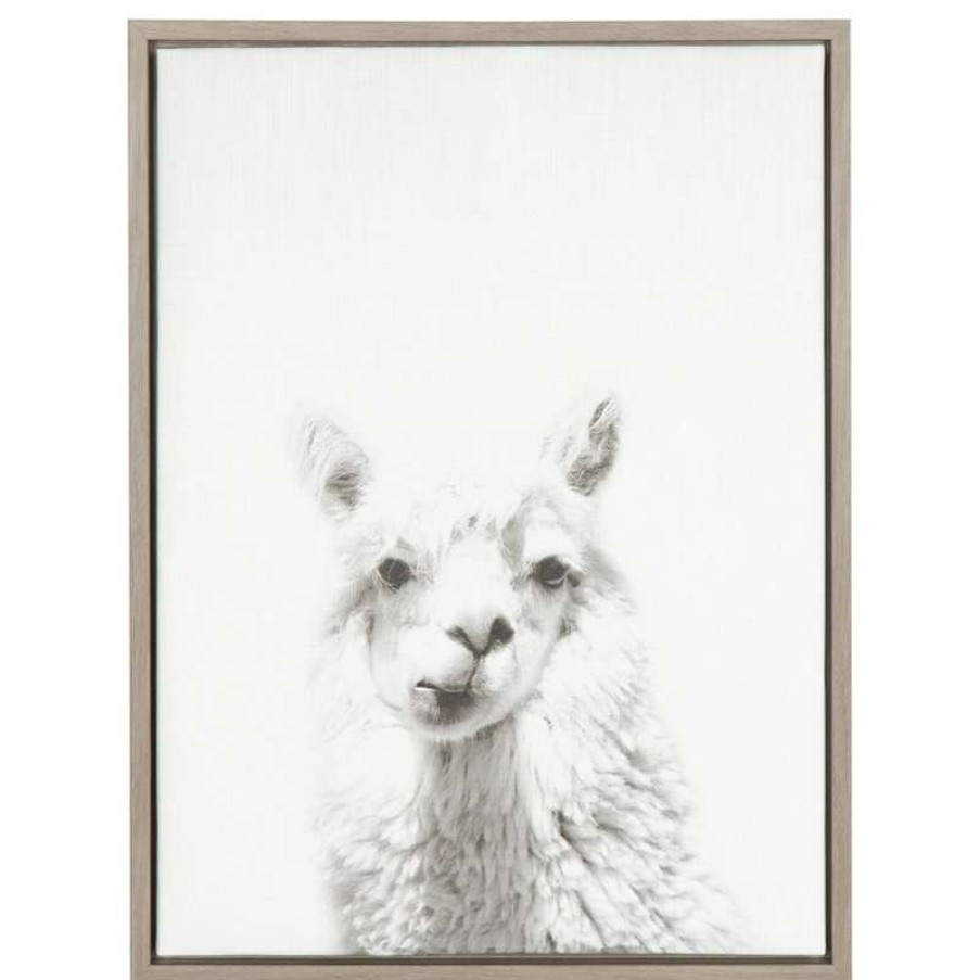 Wall Decor * | Brand New Uniek "Alpaca" Canvas Wall Art, Black And White, 18 X24