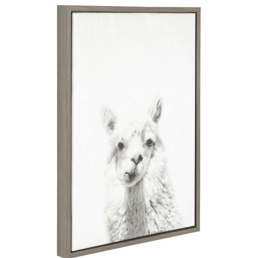 Wall Decor * | Brand New Uniek "Alpaca" Canvas Wall Art, Black And White, 18 X24