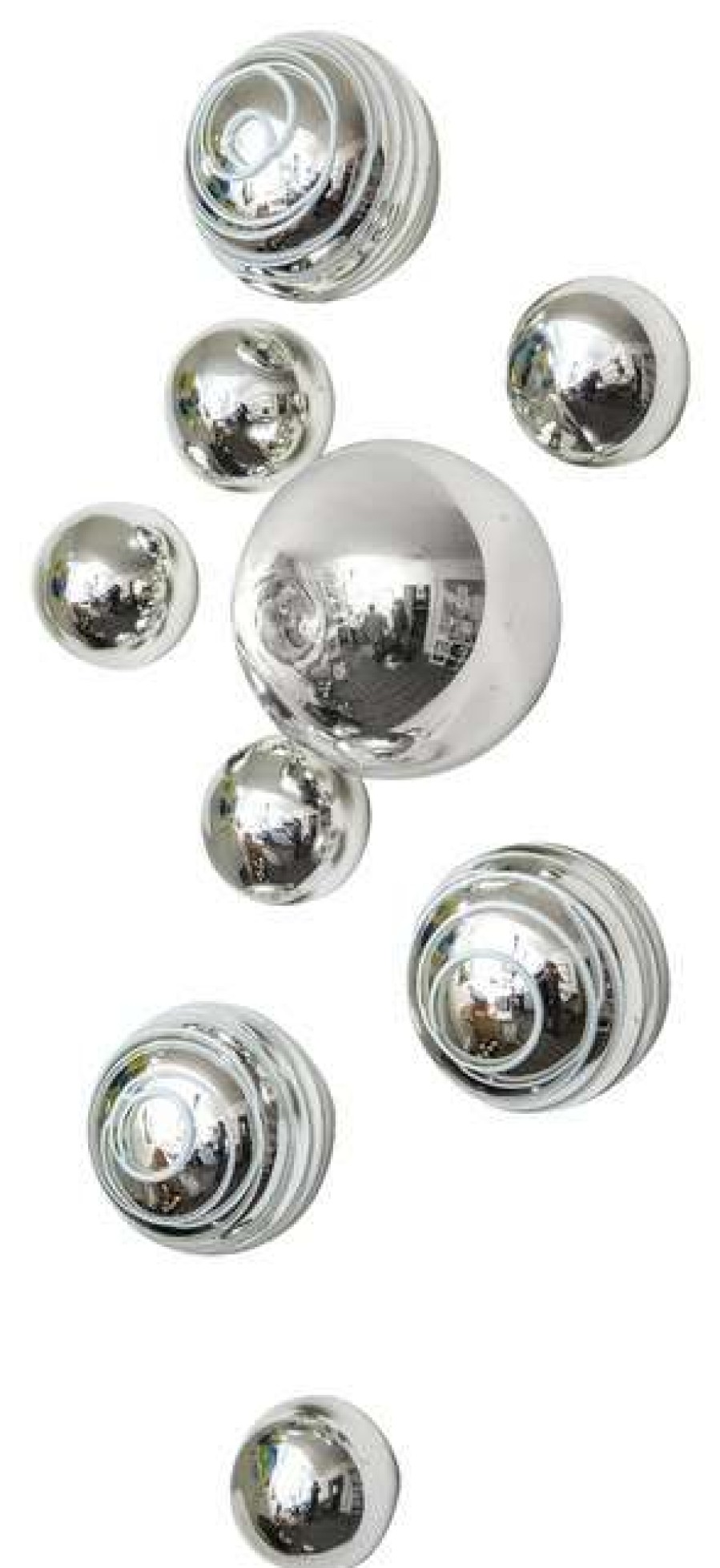 Wall Decor * | Buy Worldly Goods Too Wall Spheres Silver & White ~ Set Of 9