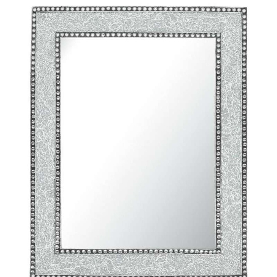 Mirrors * | Cheap Decorshore Crackled Glass Decorative Wall Mirror, 30 X24 , Silver