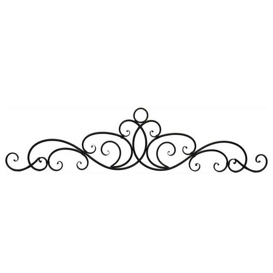 Wall Decor * | Best Deal Zeckos Antique Bronze Finish Scroll Wall Hanging Door Pediment