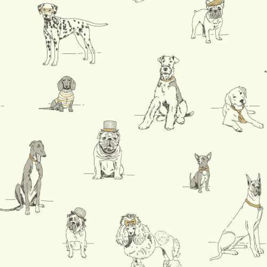 Wall Decor * | Best Pirce York Wallcoverings Af1938 Ashford Toiles Dog'S Life Wallpaper Silver/Metallic