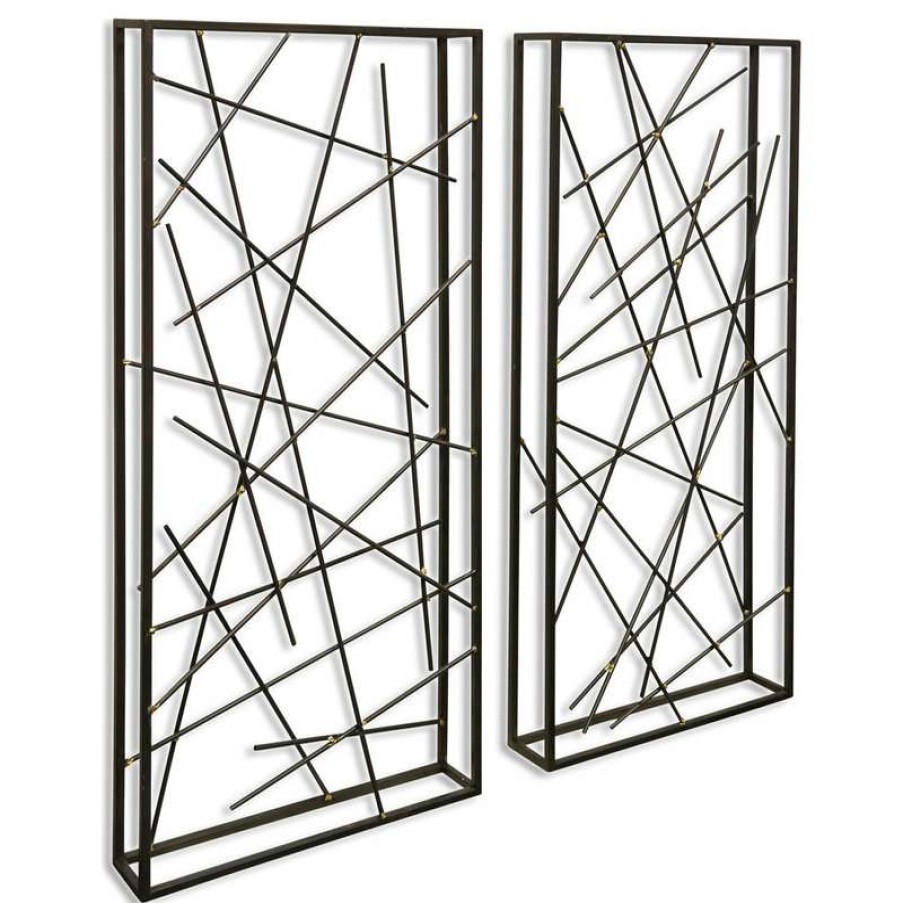 Wall Decor * | Buy Stylecraft Home Collection Contemporary Metal Wall Sculptures Set Of 2