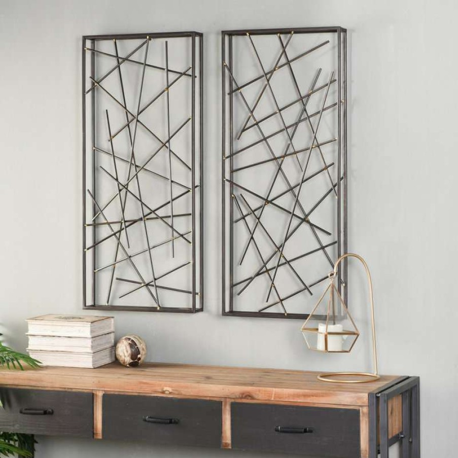 Wall Decor * | Buy Stylecraft Home Collection Contemporary Metal Wall Sculptures Set Of 2