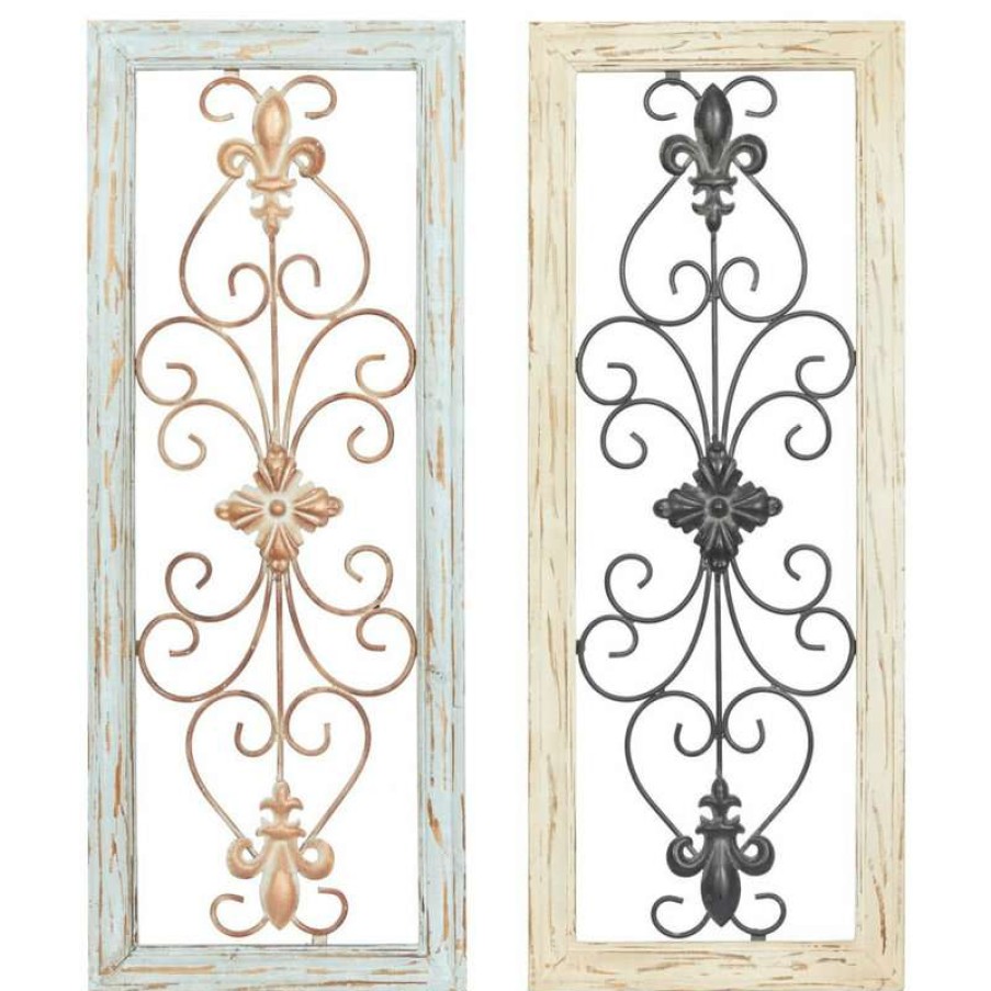 Wall Decor * | Hot Sale Zimlay Set Of 2 Multi Colored Wood Rustic Wall Decor 50228