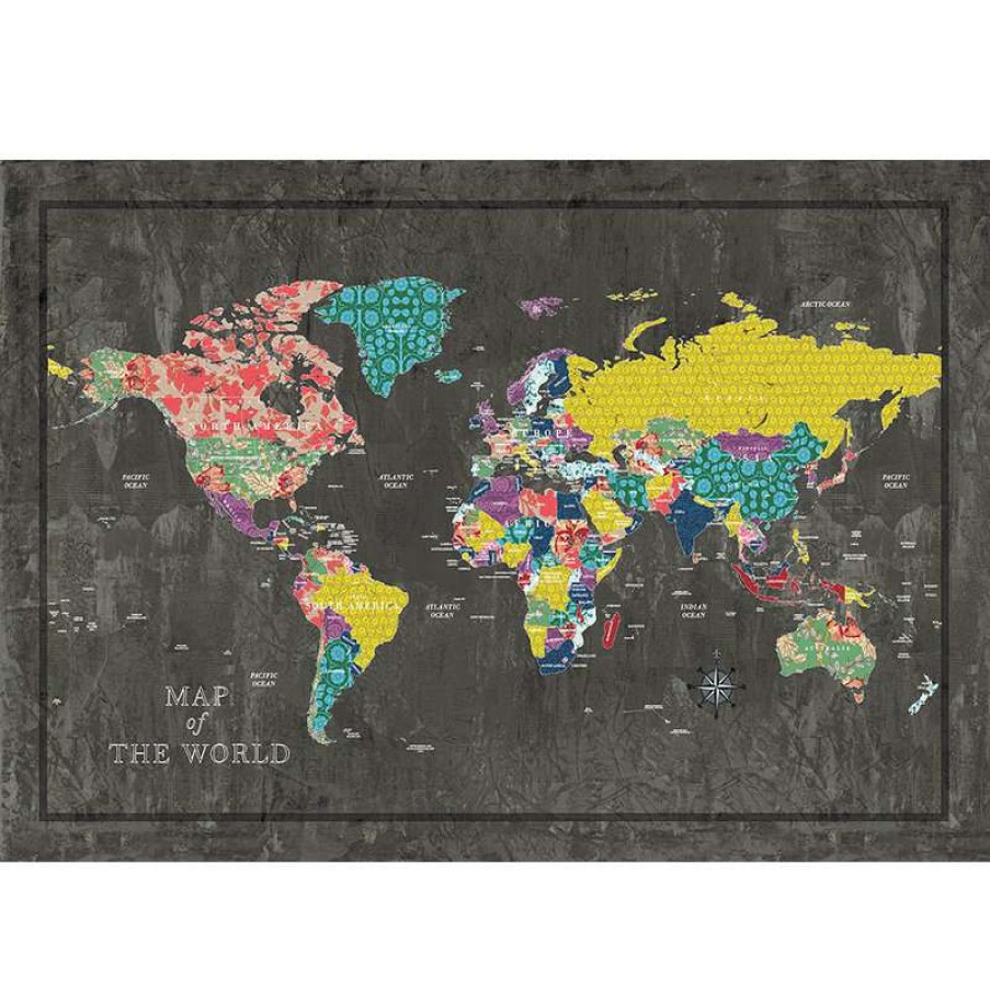 Wall Decor * | Wholesale Ddcg Colorful World Map Canvas Wall Art, 48 X32 , Unframed