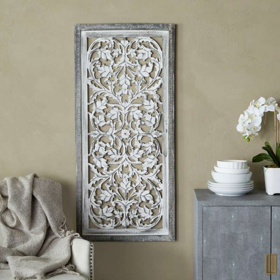 Wall Decor * | Deals Brimfield & May Traditional Cream Mango Wood Wall Decor 34132