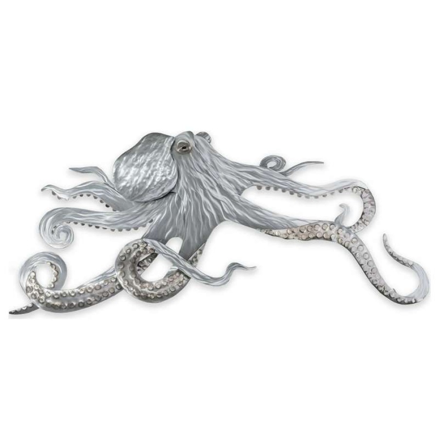 Wall Decor * | Best Sale Copper Art Coastal Home Decor 'Octopus' Contemporary Octopus Art On Stainless Steel