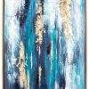 Wall Decor * | New Ashley Furniture Industries Ashley Dinorah Wrapped Canvas Wall Print In Teal Blue And Gold