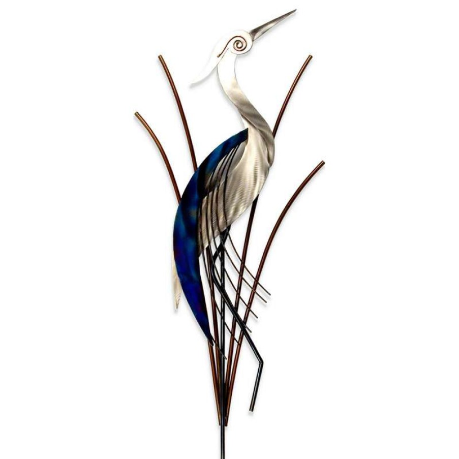 Wall Decor * | Promo Copper Art Coastal Home Decor 'Abstract Heron Head Up' Contemporary Metal Wall Art