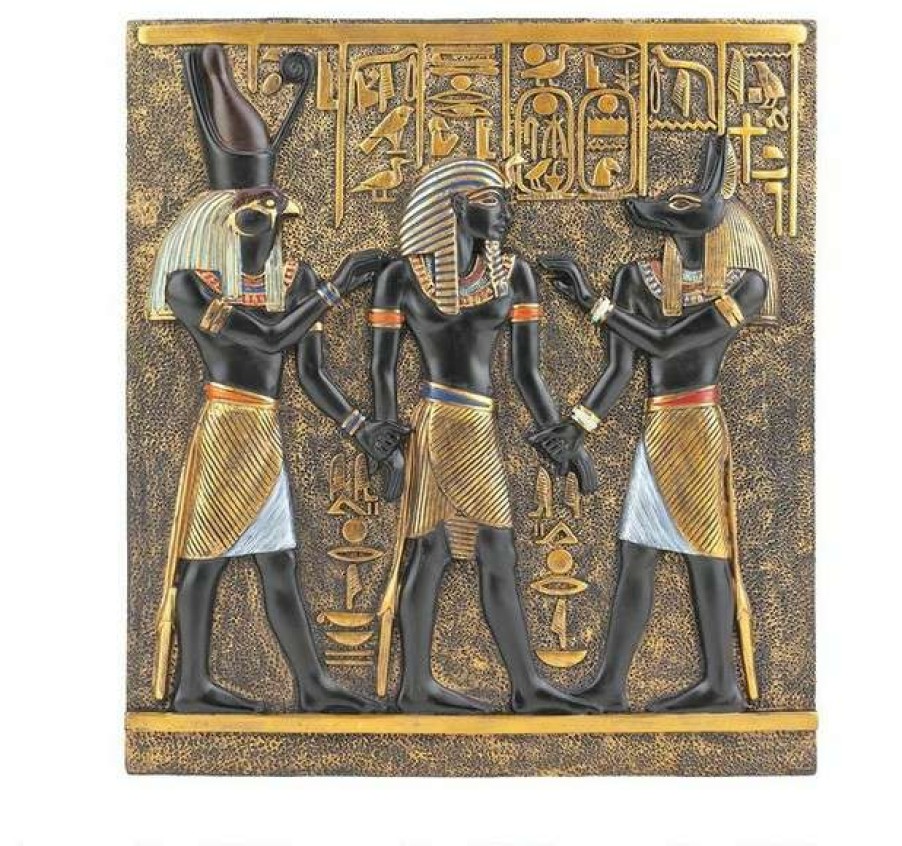 Wall Decor * | Discount Design Toscano Classic Egyptian Collection Rameses Horus Anubis Wall Plaque Frieze Decor