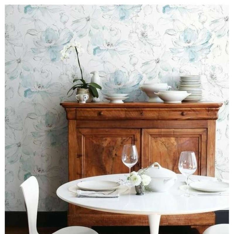 Wall Decor * | Coupon York Wallcoverings Cl2517 Floral Dreams Wallpaper Blue. Green